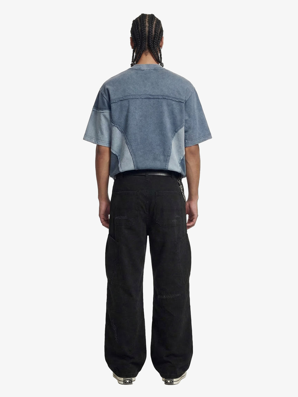Cotton Hole Patch Pleated Multi-Pocket Cargo Casual Pants