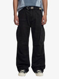 Cotton Hole Patch Pleated Multi-Pocket Cargo Casual Pants