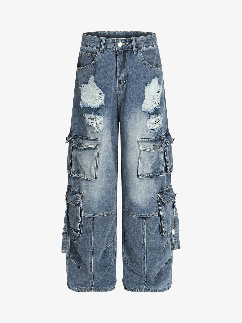 Retro Ripped Cargo Jeans