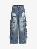 Retro Ripped Cargo Jeans