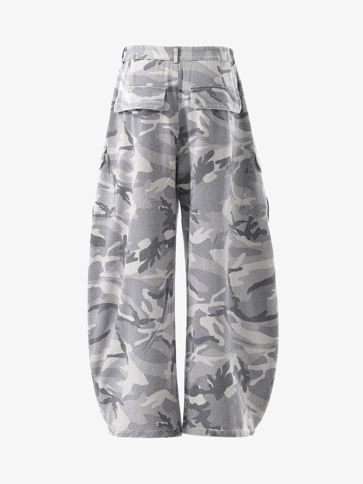 Snow Camouflage Machete Wide-Leg Cargo Barrel Pants - 2548