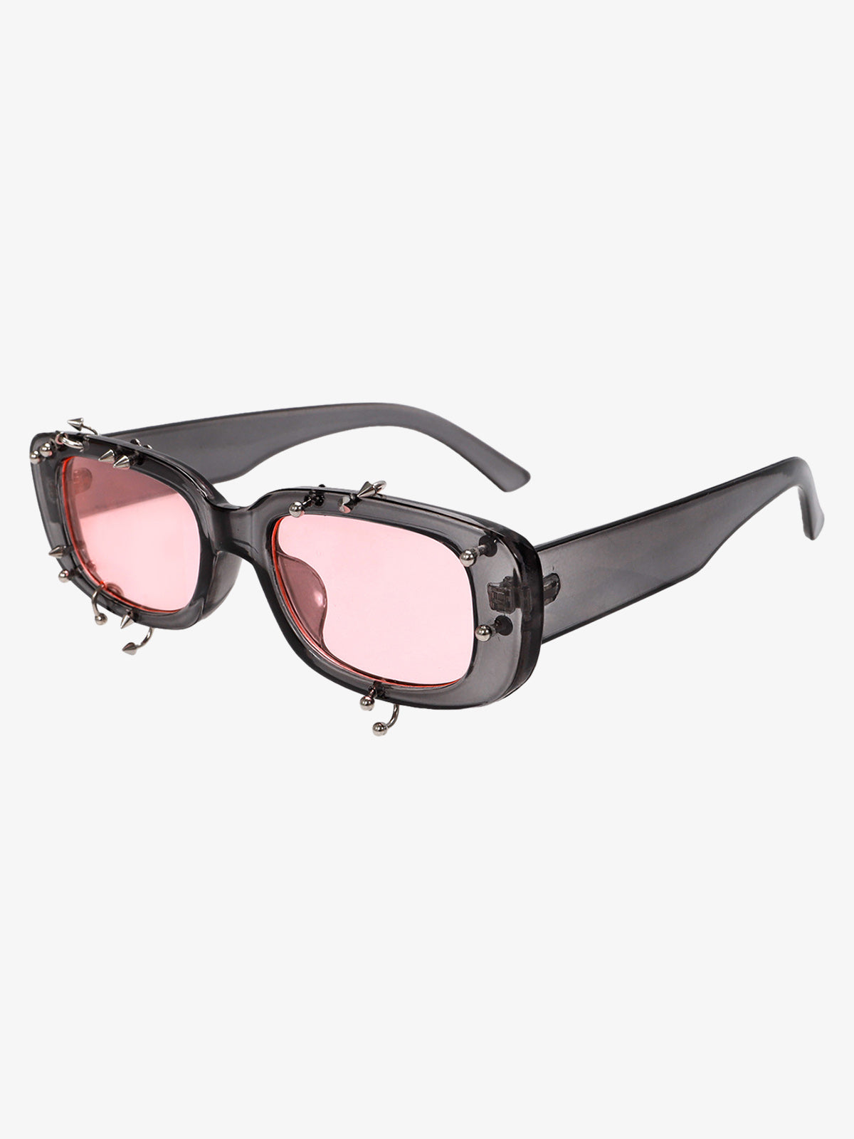 Retro Punk Studded Small Square Frame Sunglasses