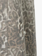 Street Leopard Camouflage Pleated Barrel Jeans