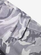 Snow Camouflage Machete Wide-Leg Cargo Barrel Pants - 2548