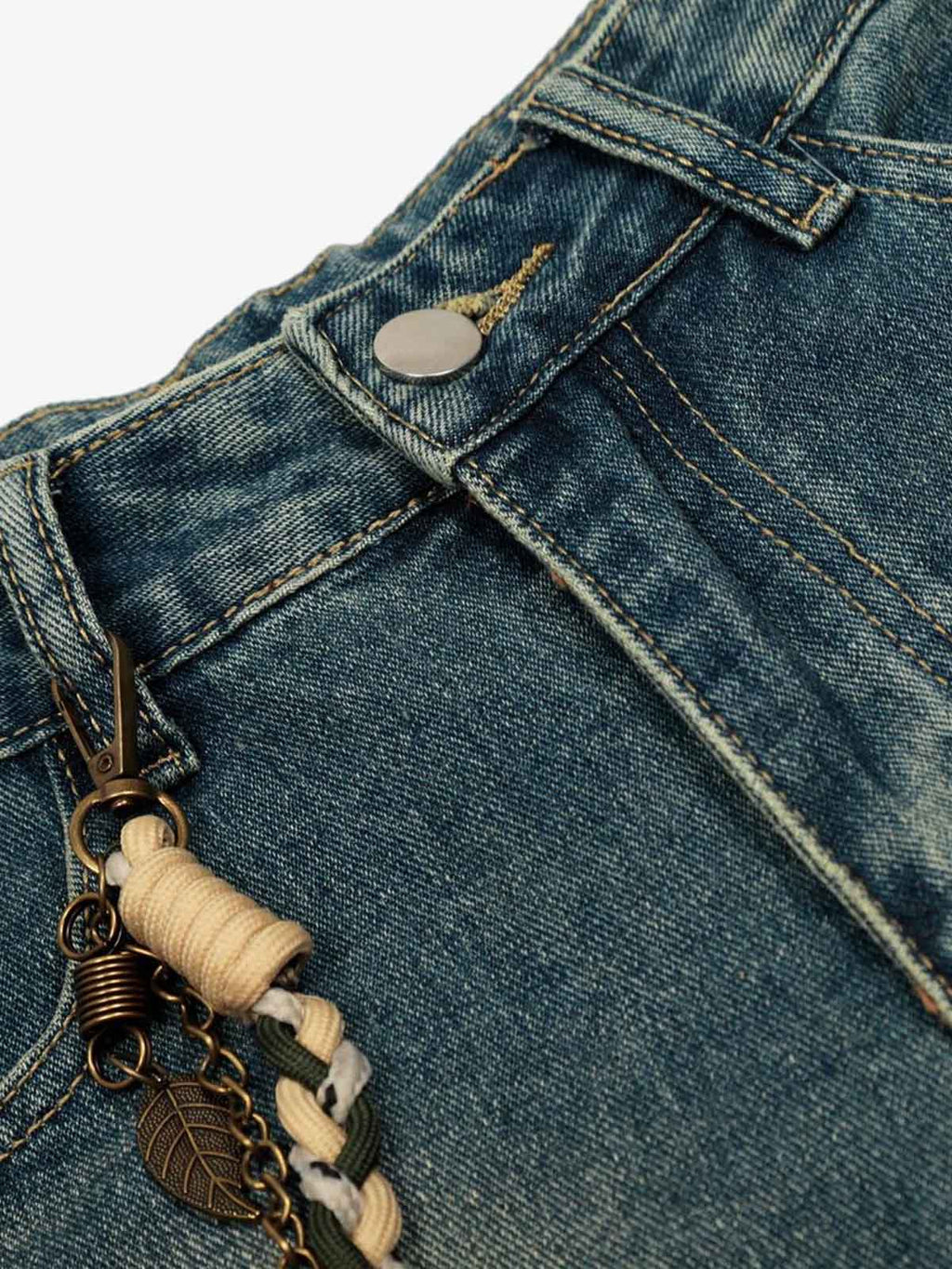 Vintage Inkjet Dirty Dye Washed Scimitar Distressed Jeans