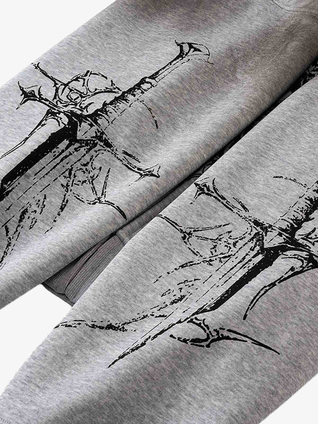 Street Wasteland Washed Cross Print Zip Up Hoodie - 2561