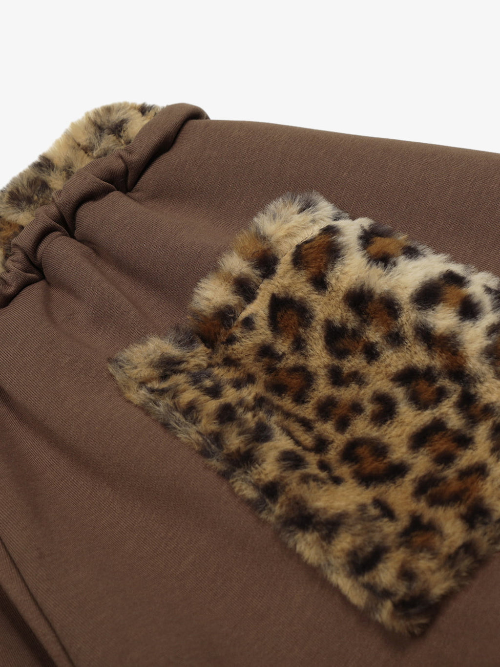 Retro Double-Waist Leopard Patch Barrel Pants - 2564