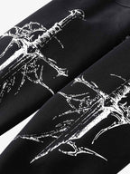 Street Wasteland Washed Cross Print Zip Up Hoodie - 2561