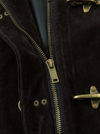 Retro Unique Metal Button Suede Lapel Bomber Jacket - 2538