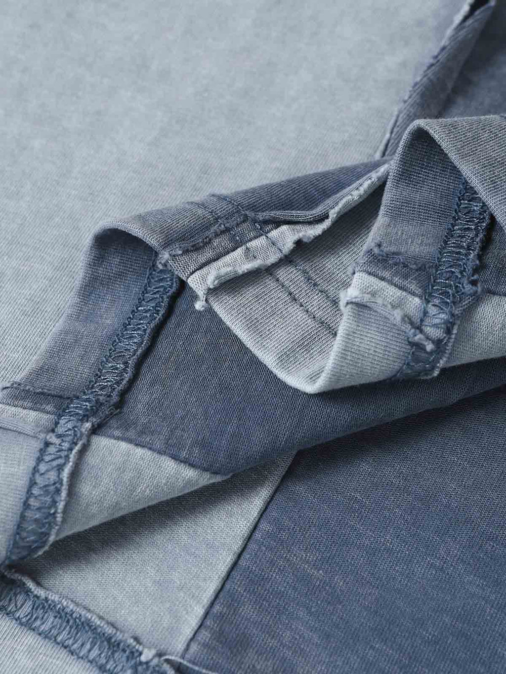 Washed Asymmetric Raw Edge Panel Knit T-Shirt