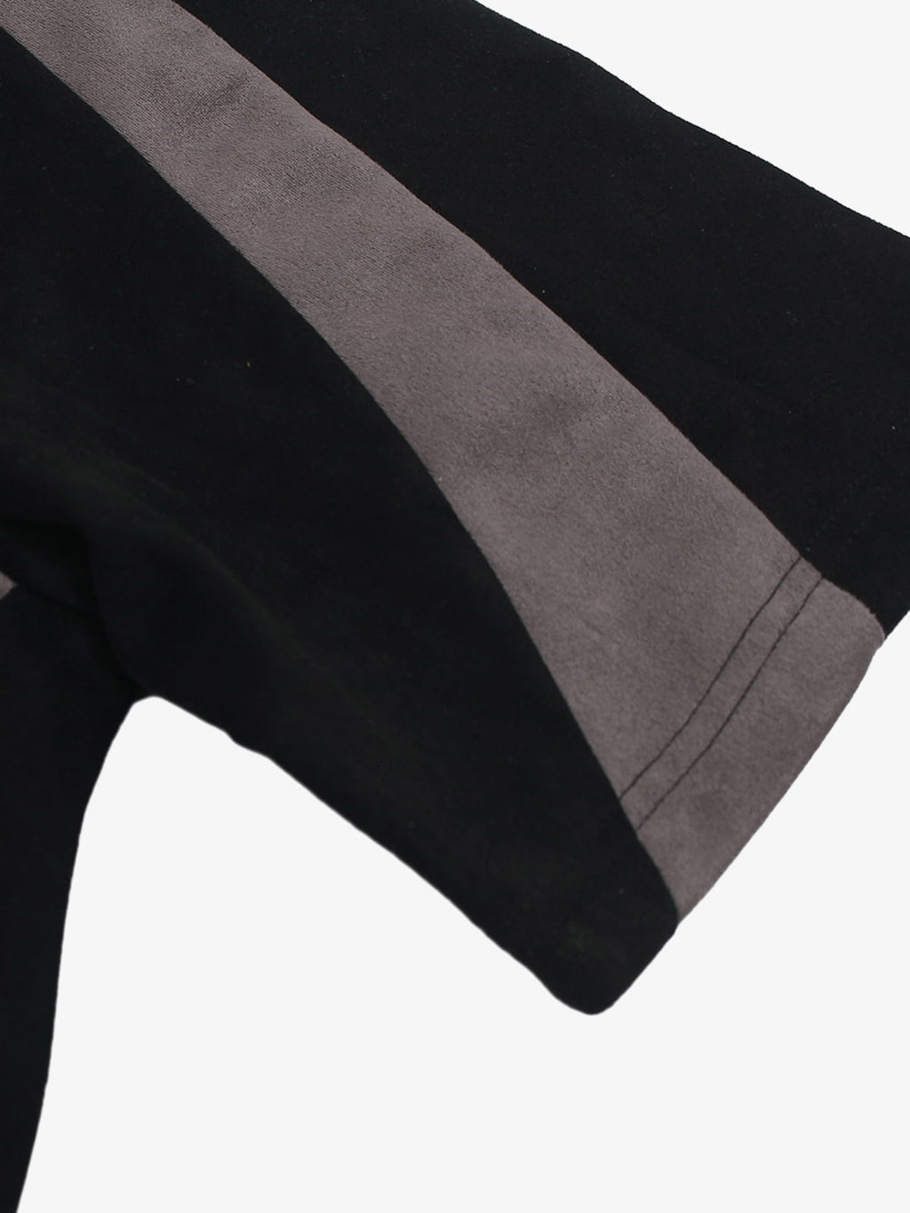 Suede Panel Embroidered Logo Short Sleeve T-Shirt