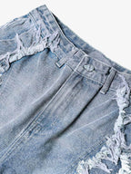 Theprecipice High Street Washed Distressed Denim Shorts - 2100