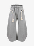 Decorative Rope Detail Wide Leg Sweatpants