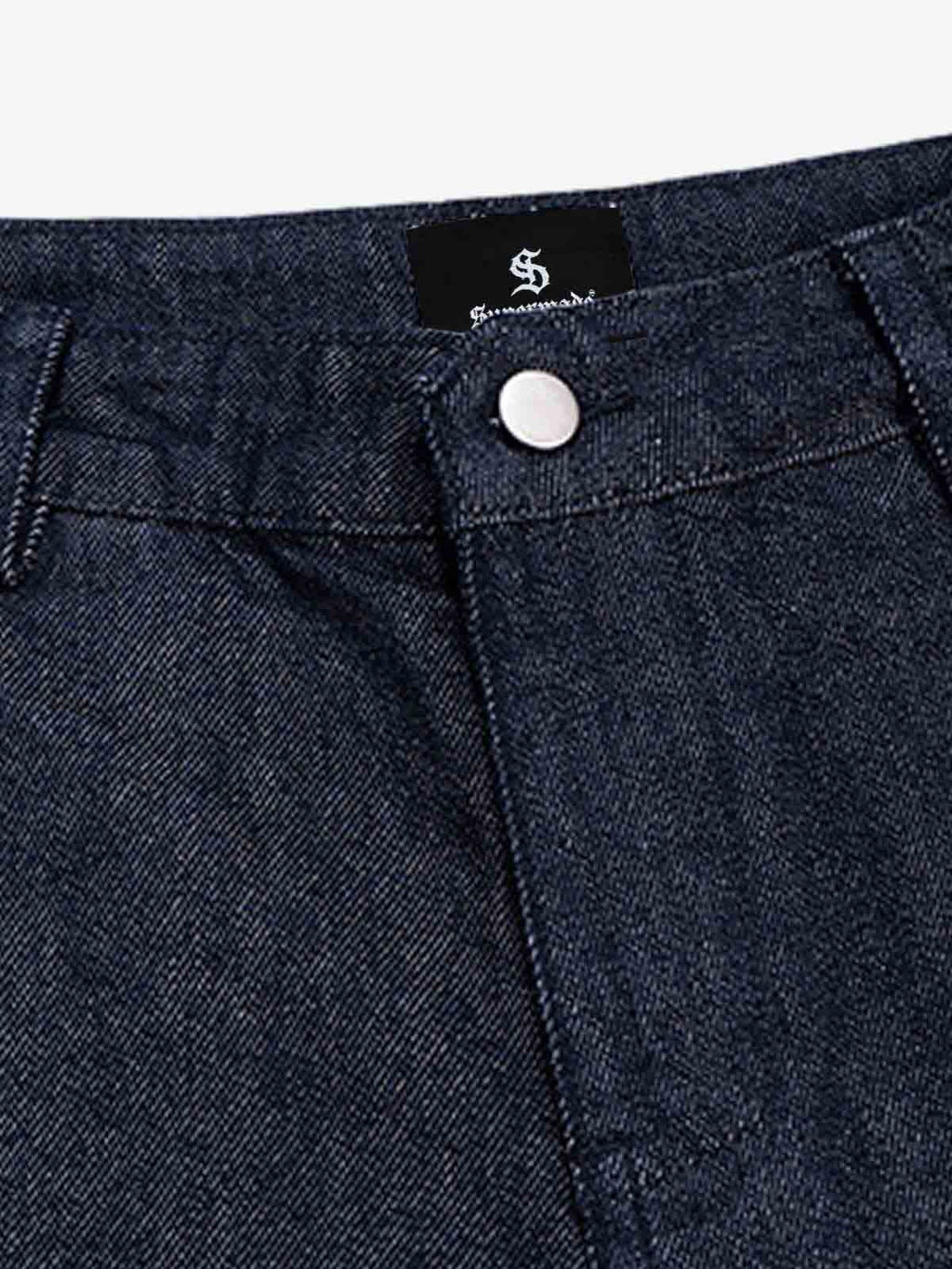 Pleated Panel Patchwork Denim Shorts
