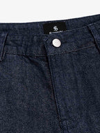 Pleated Panel Patchwork Denim Shorts