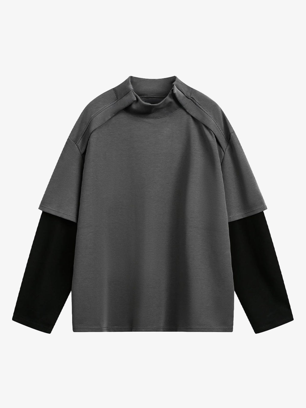 Mock Neck Layered Long Sleeve T Shirt
