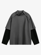 Mock Neck Layered Long Sleeve T Shirt