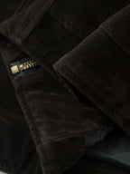 Retro Unique Metal Button Suede Lapel Bomber Jacket - 2538