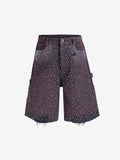 Gradient Rhinestone Embellished Denim Jorts