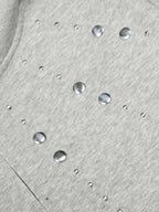 Cropped Metal Stud Zip Up Hoodie