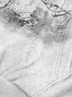 Detachable Fur Collar Printed Cardigan Half-Zip Hoodie