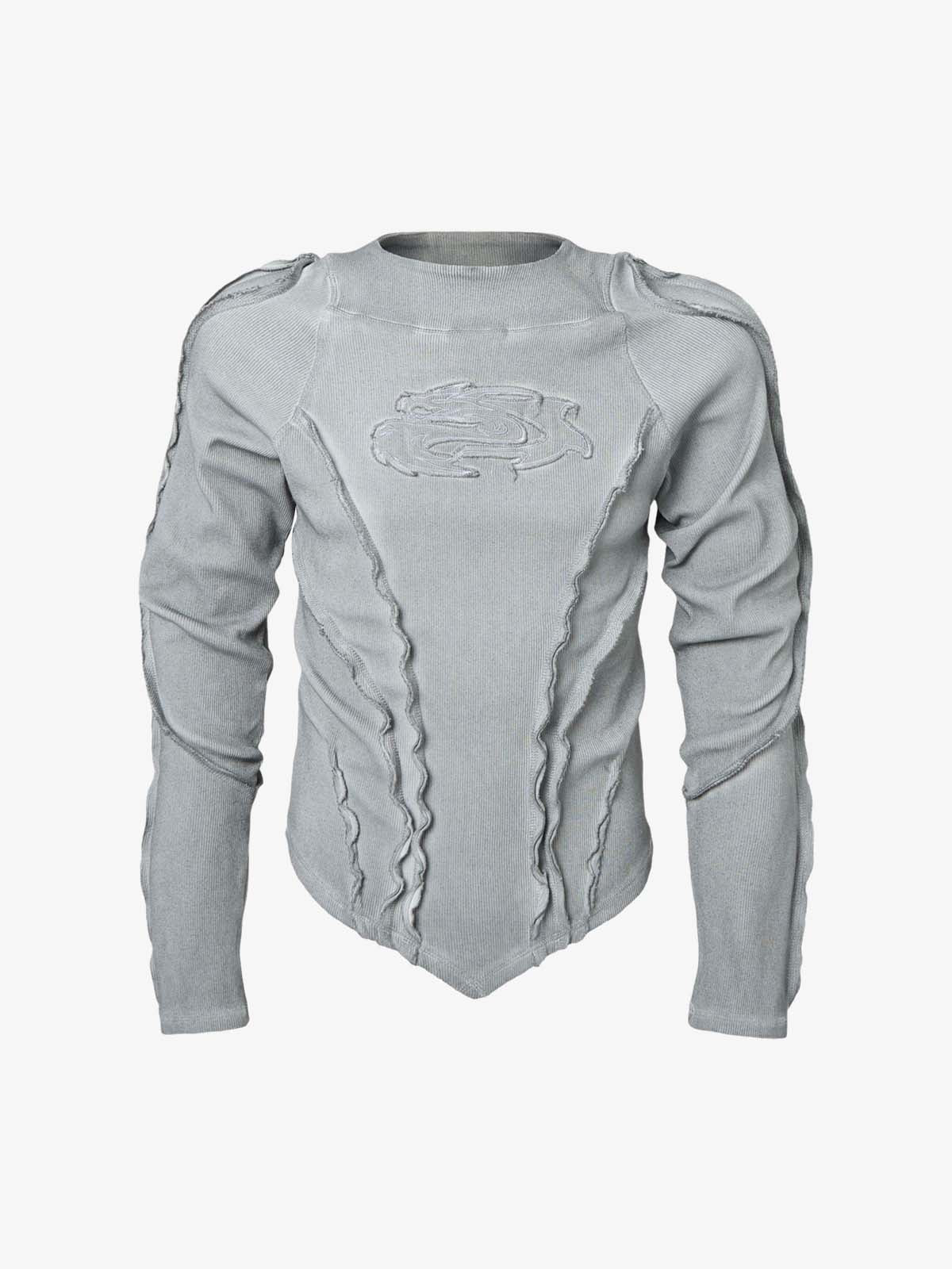 Vintage Washed Sculpted Seam Ribbed Long Sleeve T-Shirt