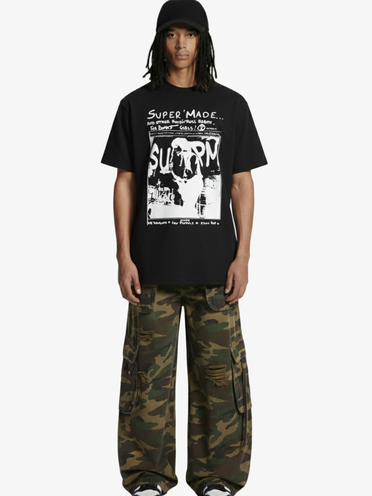 Vintage Washed Punk Graphic Print T-Shirt