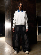 Original Denim Lapel Patchwork Sweatshirt
