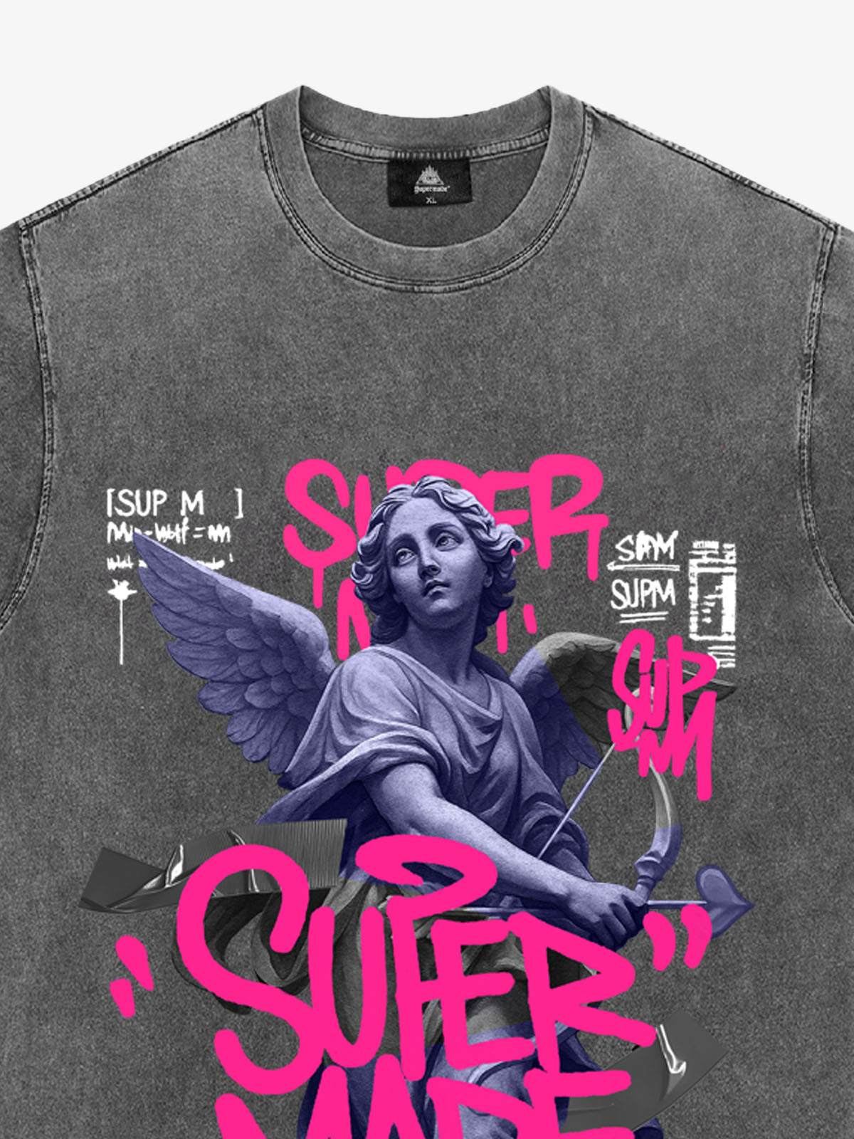 Street Pink Lucky Angel Graphic Design T-Shirt