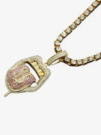 Iced Tongue Mouth Pendant Chain Necklace