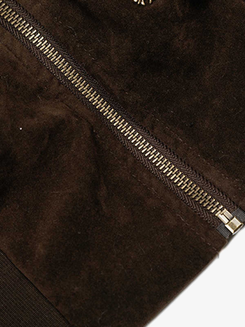 Utility Faux Shearling Collar Suede Look Zip Up Jacket