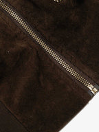 Utility Faux Shearling Collar Suede Look Zip Up Jacket