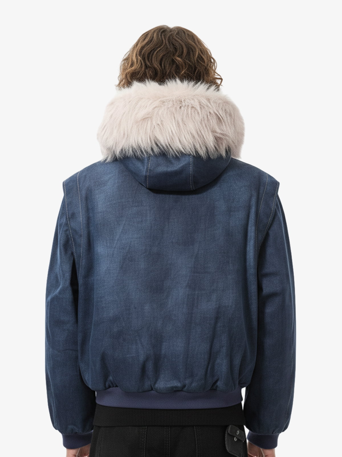 Washed Patchwork Contrast Bomber Jacket