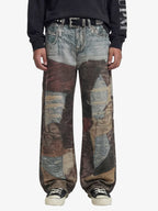 Theprecipice High Street Distressed Washed Printed Jeans - 2246