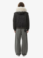 Washed Patchwork Contrast Bomber Jacket