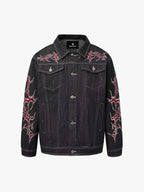 Rhinestone Thorn Graphic Denim Jacket
