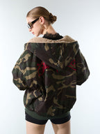 Embroidered Detachable Fur Hooded Jacket - 2546