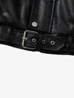 Vintage Detachable Fur Collar Quilted Leather Jacket - 2523