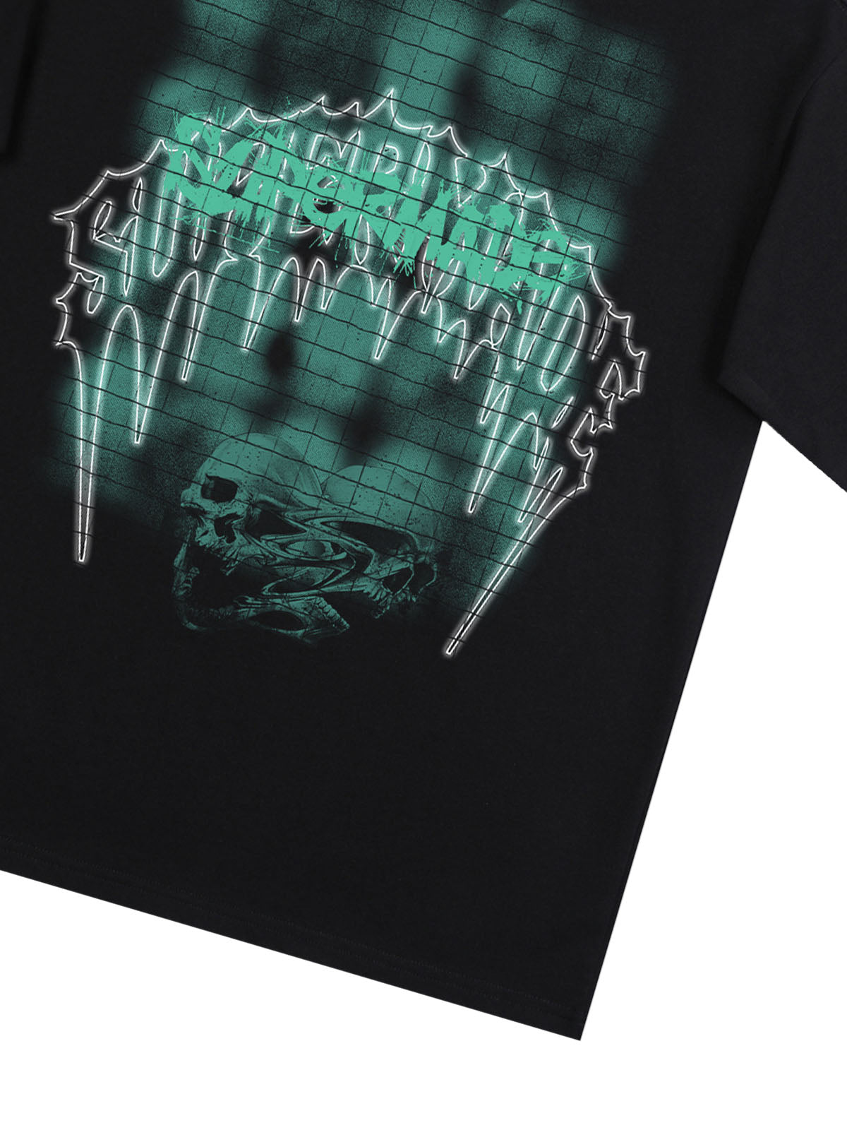 Dark Grid Skull Graphic T-Shirt