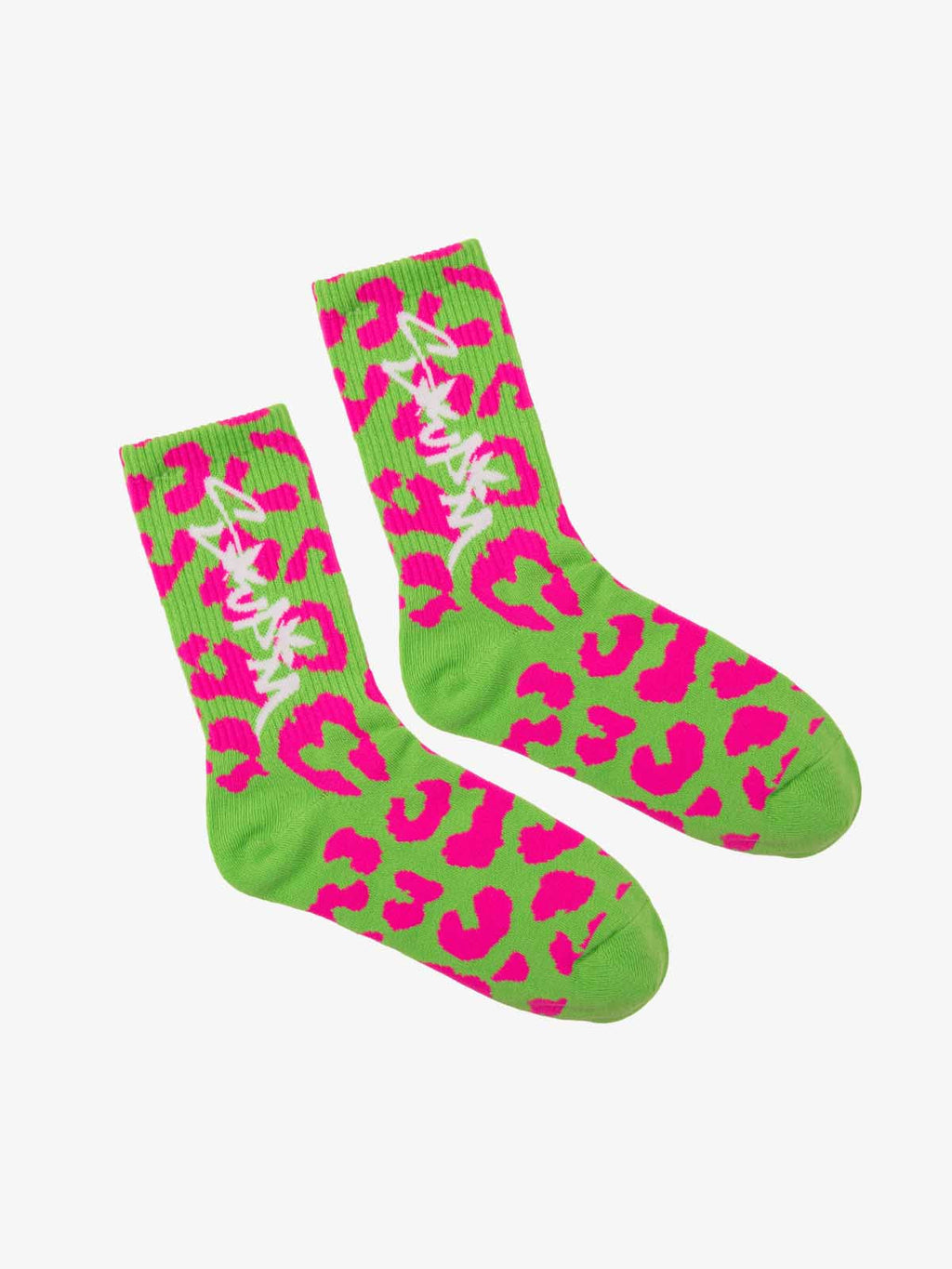 Retro Vibrant Leopard Print Color-Block Crew Socks