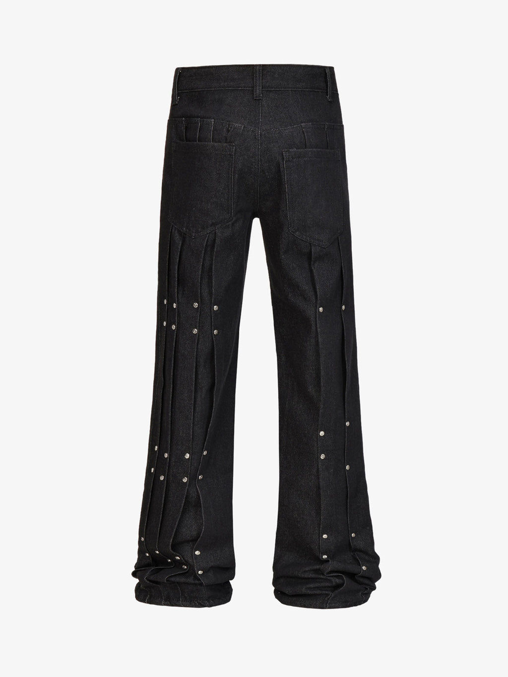 Studded Pleat Wide Leg Denim Jeans - 2606