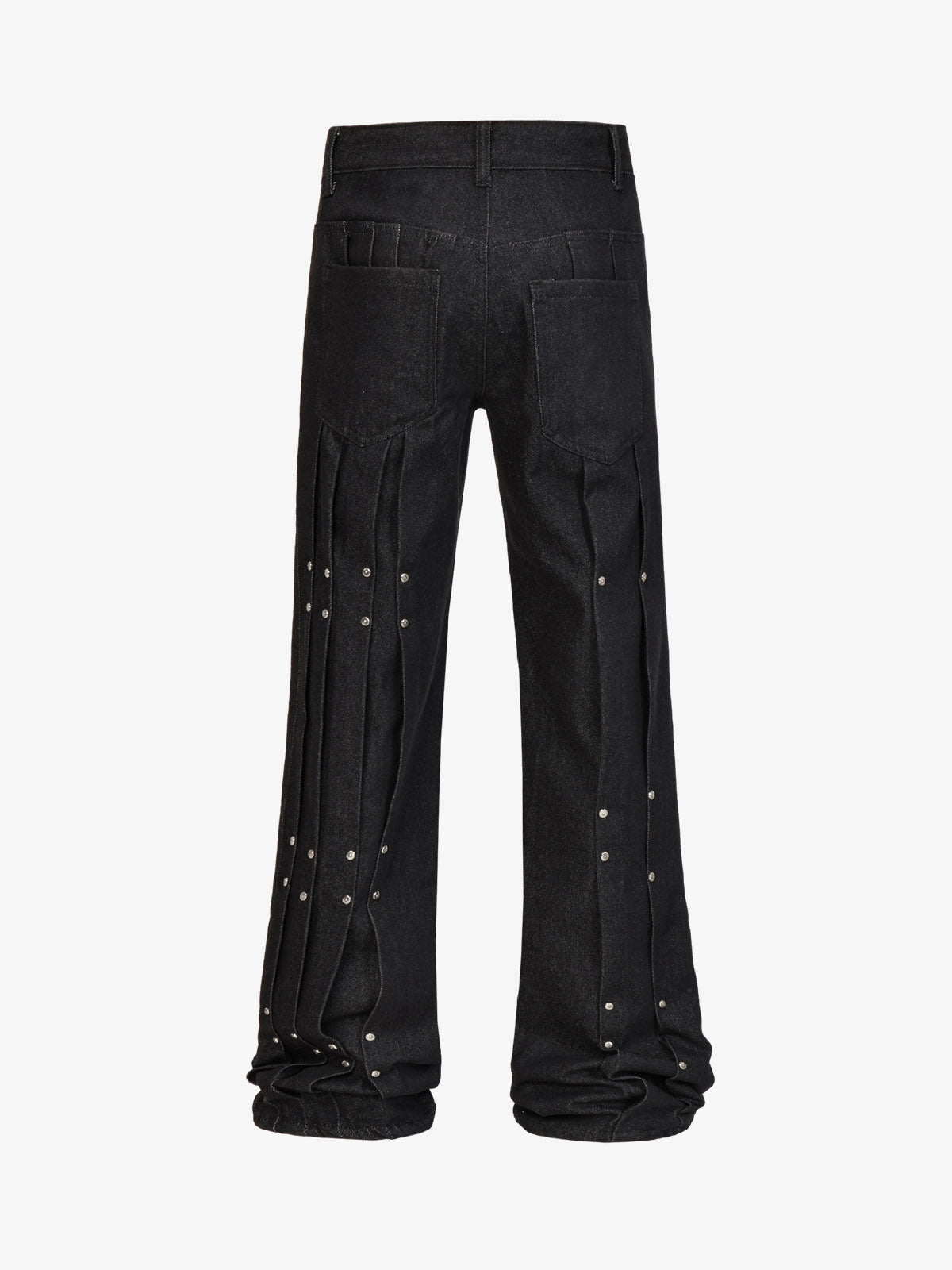 Studded Pleat Wide Leg Denim Jeans - 2606