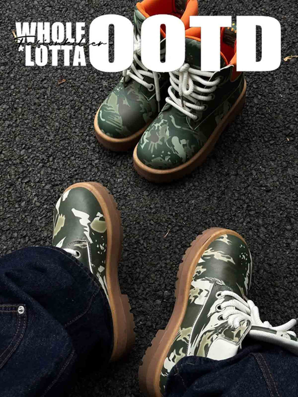 Camo Print Lace Up Chunky Ankle Boots - 2597