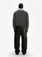Utility Faux Shearling Collar Suede Look Zip Up Jacket