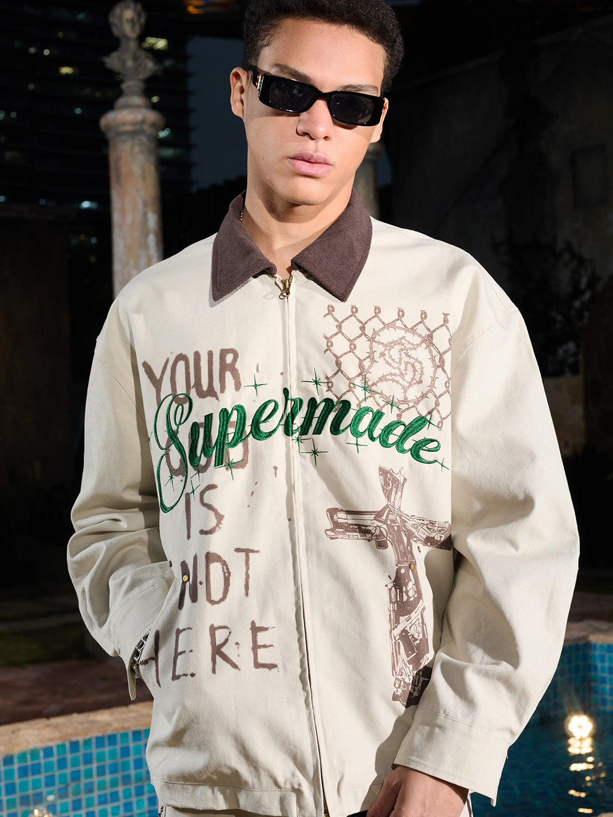 precipice Retro Slogan Embroidered Canvas Set - 2594