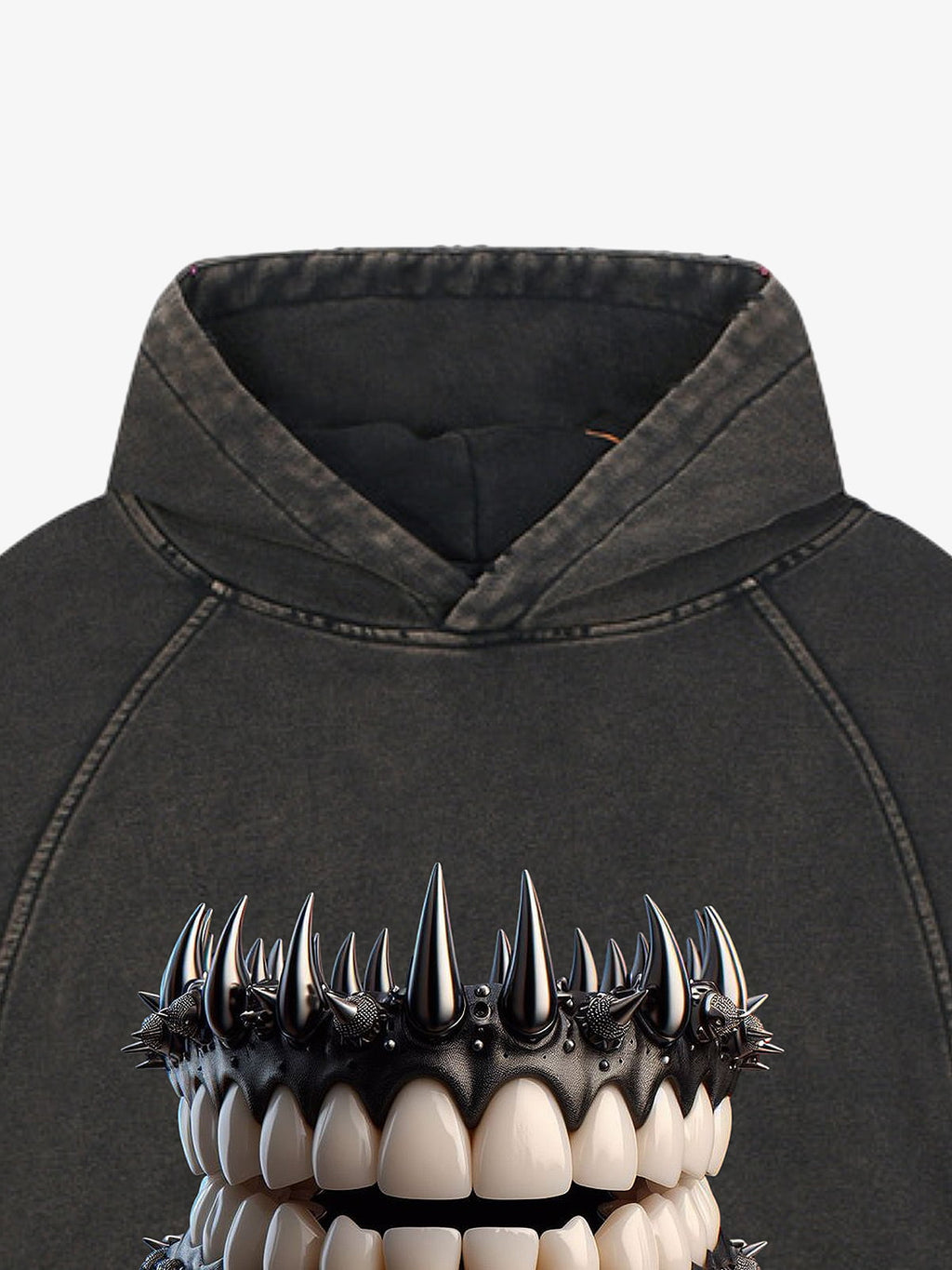 Dark Monster Teeth Graphic Cropped Hoodie