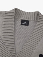 Layered Double V-Neck Ribbed Knit Cardigan