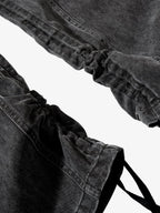 Washed Cotton Multi-Pocket Ruched Cargo Pants