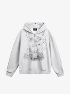 Detachable Fur Collar Printed Cardigan Half-Zip Hoodie