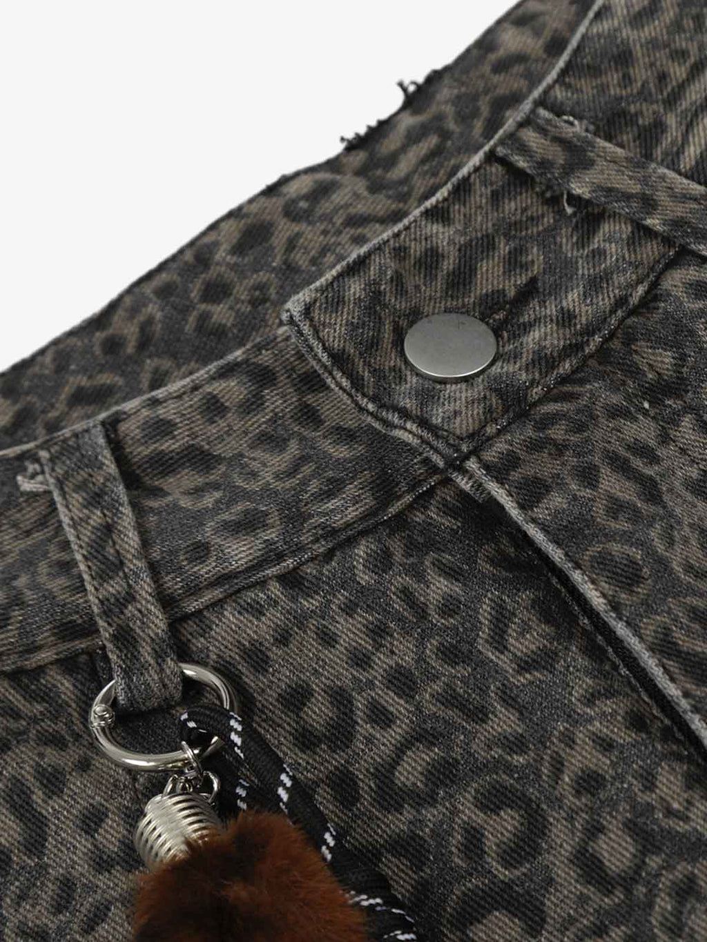 Leopard Pleated Wide Leg Denim Barrel Jeans